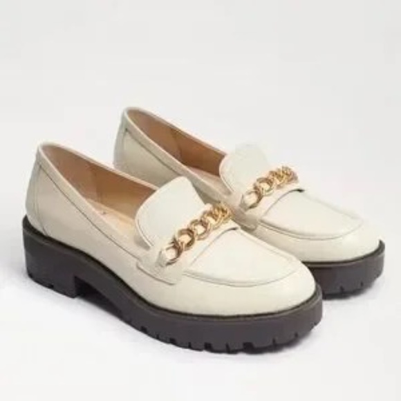 New Sam Edelman Taelor Loafers Ivory Leather - Picture 1 of 2